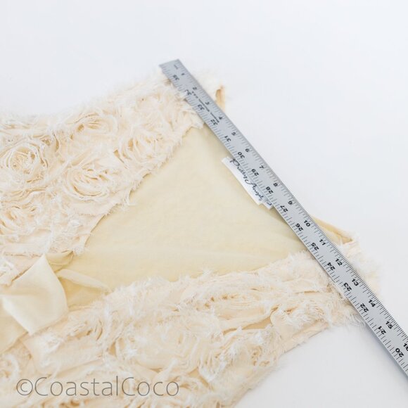 Pretty Angel Ivory Floral Rosette Ruffle Vest L Silk Blend Whimsical Festival - Picture 10 of 12